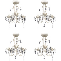 vidaXL Crystal Pendant Ceiling Lamp Chandeliers 4 pcs Elegant White