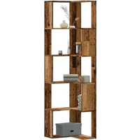 vidaXL Corner Bookcase 5-Tier Old Wood 50x50x179 cm Engineered Wood
