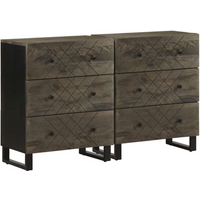 vidaXL Sideboards 2 pcs Black 60x33x75 cm Solid Wood Mango