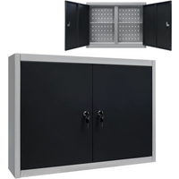 vidaXL Wall Mounted Tool Cabinet Industrial Style Metal Grey and Black
