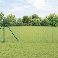 vidaXL Fence with Post Green 1 x 10 m Steel and PVC