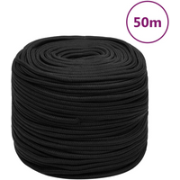 vidaXL Boat Rope Full Black 10 mm 50 m Polypropylene
