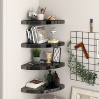 vidaXL Floating Corner Shelves 4 pcs High Gloss Black 35x35x3.8 cm MDF