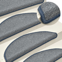 vidaXL Stair Mats 15 pcs 56x17x3 cm Light Grey and Blue Half Round