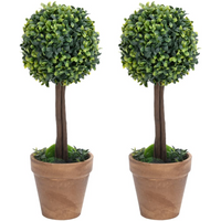 vidaXL Artificial Boxwood Plants 2 pcs with Pots Ball Shaped Green 56 cm