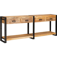 vidaXL Console Tables 2 pcs Brown 200 x 33 x 75 cm Solid Mango Wood
