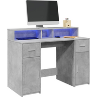 vidaXL Desk with LED Lights Concrete Grey 120x55x91 cm Engineered Wood