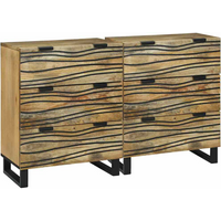 vidaXL Sideboard Set 2 pcs Natural 60 x 33.5 x 75 cm Solid Mango Wood