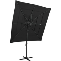 vidaXL 4-Tier Garden Parasol with Aluminium Pole Black 250x250 cm