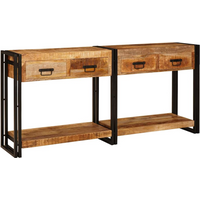 vidaXL Console Tables 2 pcs Brown 161 x 33 x 75 cm Solid Mango Wood