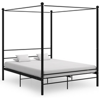 vidaXL Bed Frame with Canopy without Mattress Black 160x200 cm Metal