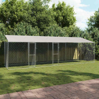 vidaXL Dog Cage with Roof Silver 800 x 200 x 256 cm Steel and PE
