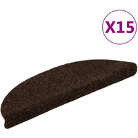 vidaXL Stair Mats Self-adhesive 15 pcs 56x17x3 cm Brown Half Round
