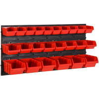 vidaXL 26 Piece Workshop Shelf Set Red and Black 77x39cm Polypropylene