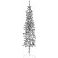 vidaXL Slim Artificial Half Christmas Tree with Stand Silver 120 cm