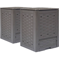 vidaXL Garden Composters 2 pcs Brown 60x60x83 cm 600 L Plastic Rattan