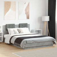 vidaXL Bed Frame with LED without Mattress Concrete Grey 150x200 cm King Size