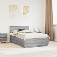 vidaXL Bed Frame Grey Sonoma 120 x 190 cm Engineered Wood