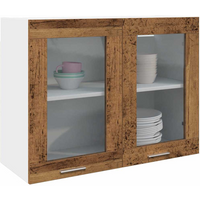 vidaXL Hanging Glass Cabinet Lyon Old Wood 80x31x60 cm Engineered Wood