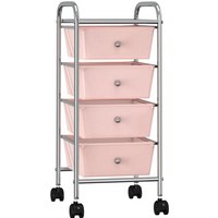 vidaXL 4-Drawer Mobile Storage Trolley Pink Plastic
