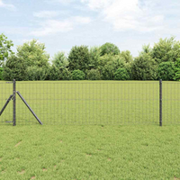 vidaXL Fence with Post Grey 0.6 x 25 m Steel and PVC