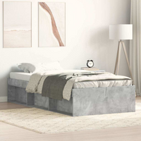 vidaXL Bed Frame without Mattress Concrete Grey 75x190 cm Small Single Small Single