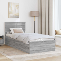 vidaXL Bed Frame Grey Sonoma 120 x 200 cm Engineered Wood