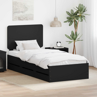 vidaXL Bed Frame with Drawer Black 75 x 190 cm Engineer Wood