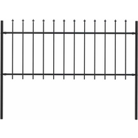 vidaXL Garden Fence with Spear Top Steel 181x80 cm Black