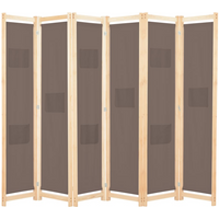 vidaXL 6-Panel Room Divider Brown 240x170x4 cm Fabric