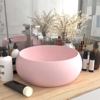 vidaXL Luxury Wash Basin Round Matt Pink 40x15 cm Ceramic