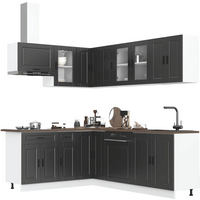 vidaXL 11 Piece Kitchen Cabinet Set Porto Black Engineered Wood