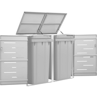 vidaXL Double Wheelie Bin Shed 138x77.5x112.5 cm Stainless Steel