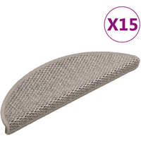 vidaXL Stair Mats Self-adhesive Sisal-Look 15 pcs 56x17x3 cm Silver