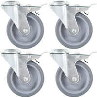 vidaXL Bolt Hole Swivel Casters with Double Brakes 4 pcs 100 mm