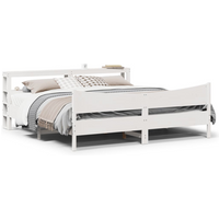 vidaXL Bed Frame with Headboard White 200x200 cm Solid Wood Pine