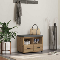vidaXL Hall Bench with Cushion with Drawer Artisan Oak 60 x 38 x 46 cm