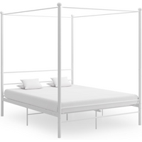 vidaXL Bed Frame with Canopy without Mattress White 160x200 cm Metal