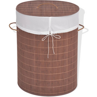 vidaXL Bamboo Laundry Bin Oval Brown