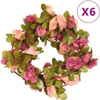 vidaXL Flower Garlands 6 pcs Rose Red 250 cm