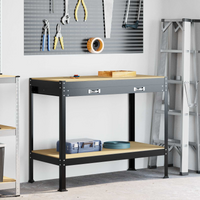 vidaXL Workbench Black 114 x 54 x 91 cm Engineered Wood and Metal