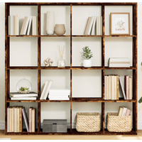 vidaXL Book Cabinet Smoked Oak 137.5x29x137.5 cm Engineered Wood