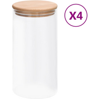 vidaXL Storage Glass Jars with Bamboo Lid 4 pcs 1200 ml