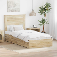 vidaXL Storage Bed with Drawer Sonoma Oak 90 x 200 cm Engineered Wood