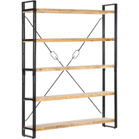 vidaXL 5-Tier Bookcase 140x30x180 cm Solid Mango Wood