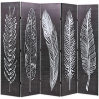 vidaXL Folding Room Divider 200x170 cm Feathers Black and White