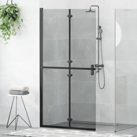 vidaXL Walk-In Shower Wall Folding Black 100 x 6.5 x 190 cm