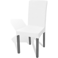 6 pcs White Straight Stretchable Chair Cover