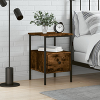 vidaXL Bedside Cabinet Smoked Oak 34x36x50 cm Engineered Wood