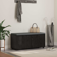 vidaXL Hall Bench with Cushion with Shelf Black Oak 100 x 38 x 46 cm